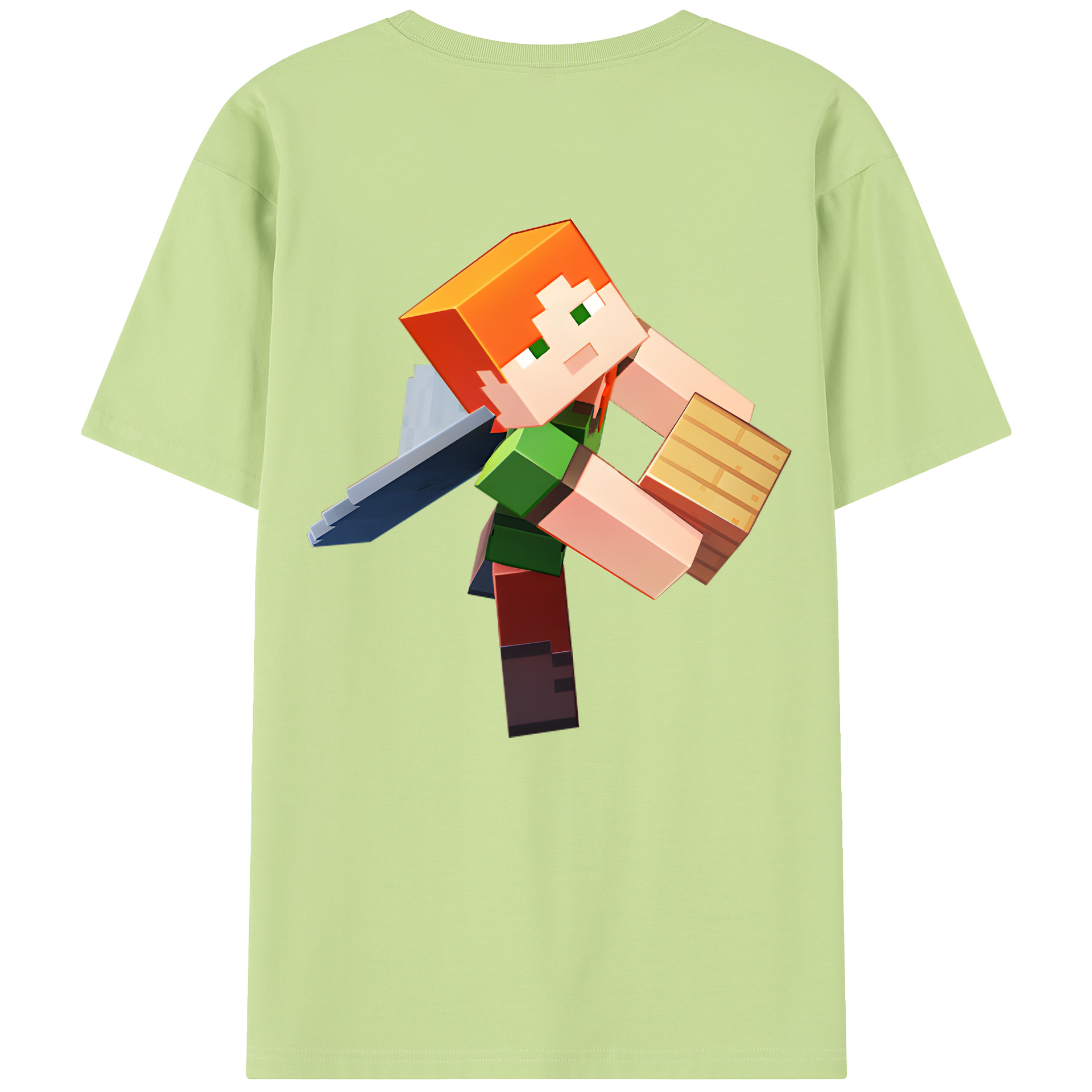 （画像用） マインクラフト ブロックの世界 Minecraft MC Block world 綿100％半袖Tシャツ（背面プリント）